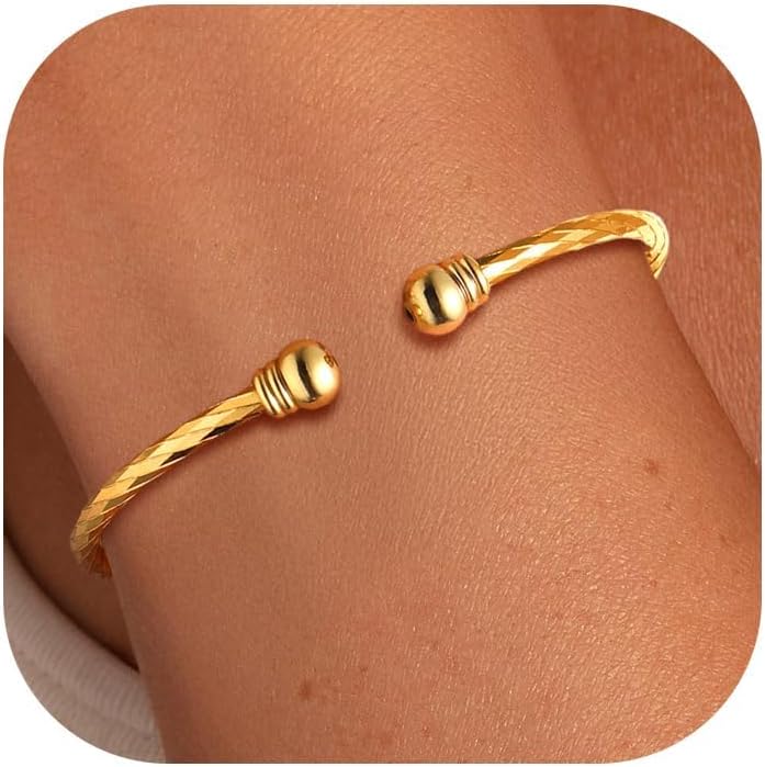 U7 Unisex Simple Cuff Bracelet 18K Real Gold Platinum Plated Fine Bracelets Fashion Jewelry Open Bangle Cuff Bracelets, Twisted or Heart Style
