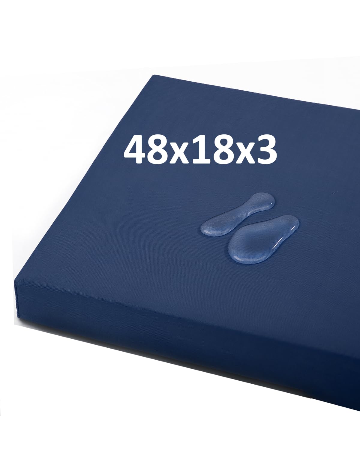 48x18x3“ Outdoor Bench Cushion, Strengthen Waterproof Seat Cushions, High-Density Bench Pad with Anti-Slip Bottom, Outdoor Cushion for Patio Garden Swing Furniture (Midnight Blue)-image-9