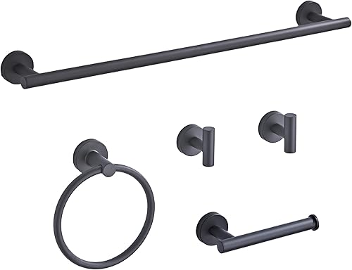 Miniatura 10 de Juego de accesorios de baño de oro cepillado de 5 piezas con toalleros para baño, juego de barras para toallas de baño de acero inoxidable SUS304