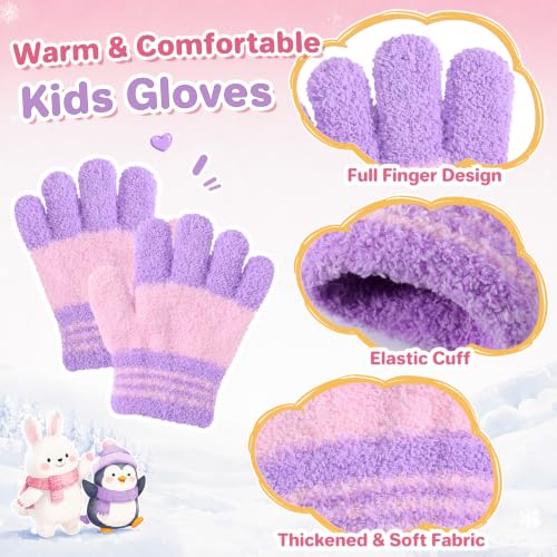 Clothclose 4 Pairs Kids Gloves, Warm Stretchy Winter Gloves for Boys Girls - image 5