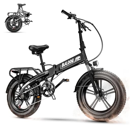 Auloor Electric Bike,750W Ebikes for Adults, 20" Fat Tire Electric Bike for Adults, 30MPH Folding Electric Bike, 48V 12.8Ah Battery,7-Speed Front Suspension Electric Bicycle