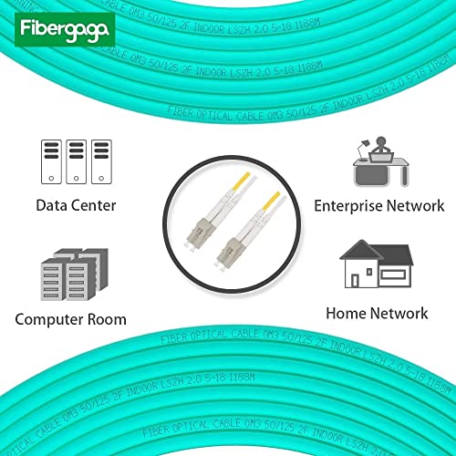 Fibergaga 1M(3Ft) Om3 Lc/Upc To Lc/Upc Fiber Patch Cable 10Gb Multimode Duplex Length Option: 0.5M(1.6Ft)-100M(328Ft) 50/125Μm 2.0Mm Cable Diameter Fiber Optic Cable #TOP2