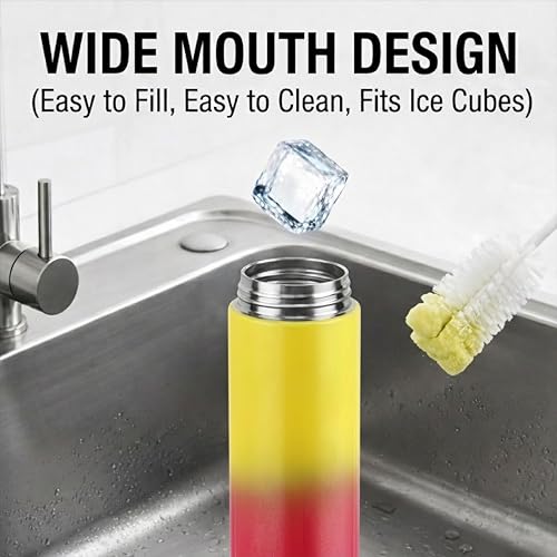 Image of CELLO H2O Luma Stainless Steel Water Bottle For Office Use 1000ml, Yellow Pink | Single Wall Freezer & Fridge Safe Lightweight & Stylish Leakproof Rustproof Steel Water Bottle For School Kids & Travel
