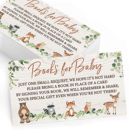 Bring a Book Insert Cards, Set of 50, Woodland Baby Shower Games, Activities, Favors