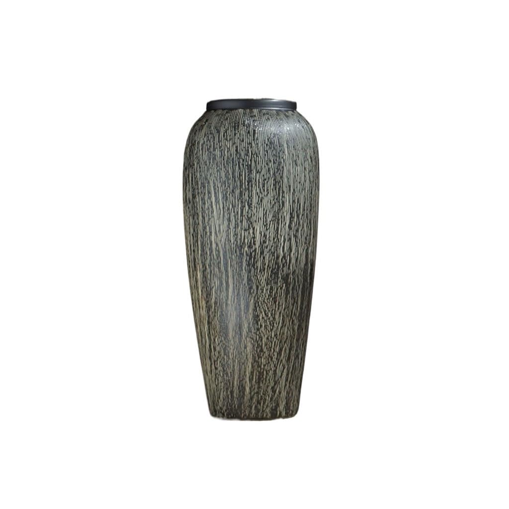 EINES Ceramic Vase Ornaments Living Room Flower Arrangement Chinese Style Entrance Device Retro Coarse Pottery Jar(C)