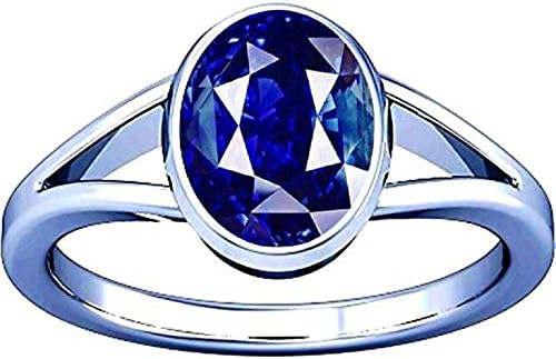 Ramneek Jewels Divya Shakti 7.25-7.50 Carat Blue Sapphire Ring (Nilam/Neelam stone Silver Ring) 100% Original AAA Quality Gemstone (10.25)