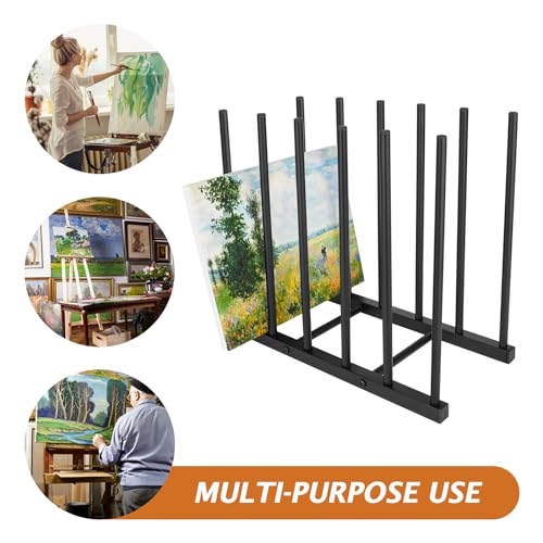 Image of ikkle Art Storage Rack Painting Canvas Storage Rack for Display, Metal Drawing Printing Rack for Canvas Frames, Black