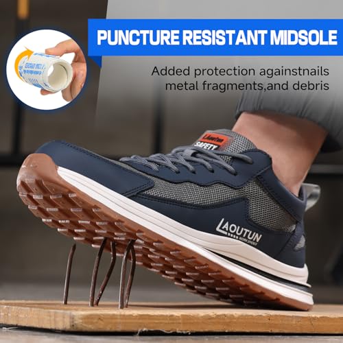 Image of LAoutun Steel Toe Shoes for Men Women Safety Work Shoes Indestructible Steel Toe Sneakers Lightweight Work Shoes Toe Shoes