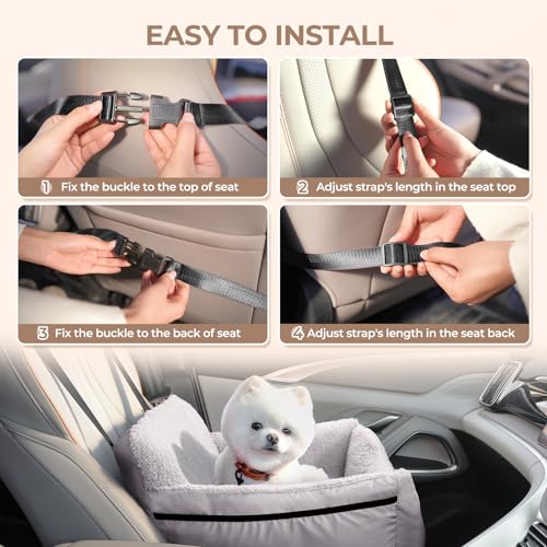 Image of BurgeonNest Dog Car Seat for Small Dogs & Cats Under 25 lbs, Black Grey