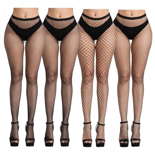 Image of Womens High Waist Fishnet Stockings,Stretchy Fishnet Stockings Thigh Tights Pantyhose Stockings