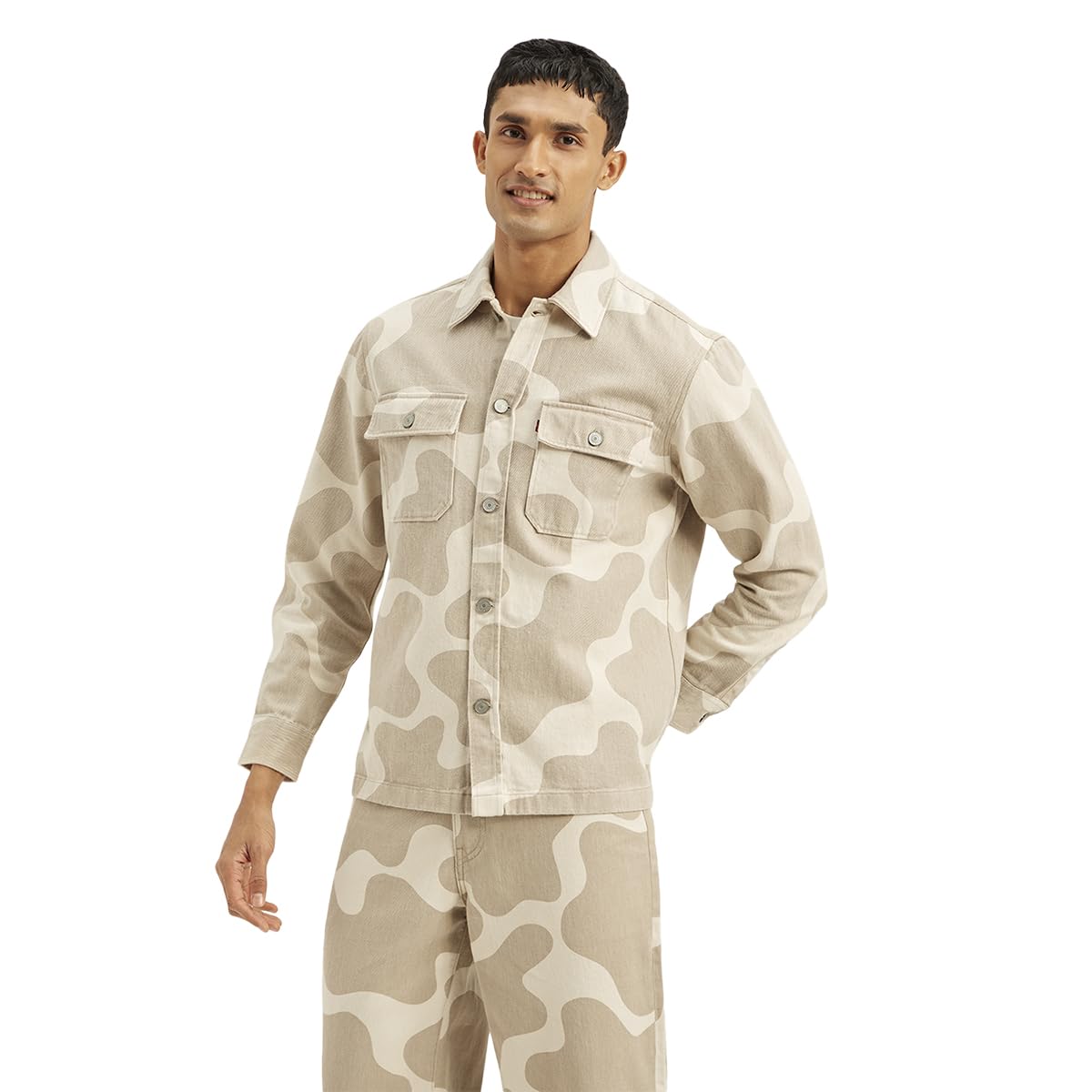 Levi's Men's abstract beige denim jacket in beige