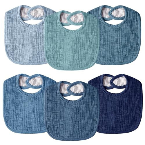 Muslin Baby Bibs for Unisex Boys Girls, Cotton Drool Bibs, Adjustable Newborn Bibs for Drooling and Teething