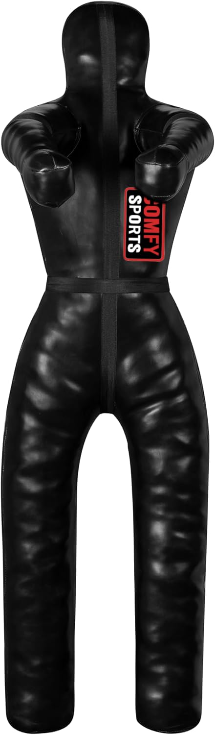 MMA Grappling Dummy for Adult BJJ Judo Wrestling Standing Position Brazilian JIU Jitsu Sparring Self Defense Training MMA Dummy – UNFILLED -145CM, 170CM (Black, 145CM)