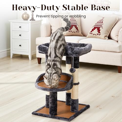 Árbol para gatos multi-nivel con camas y postes para rascar gris miniatura 7
