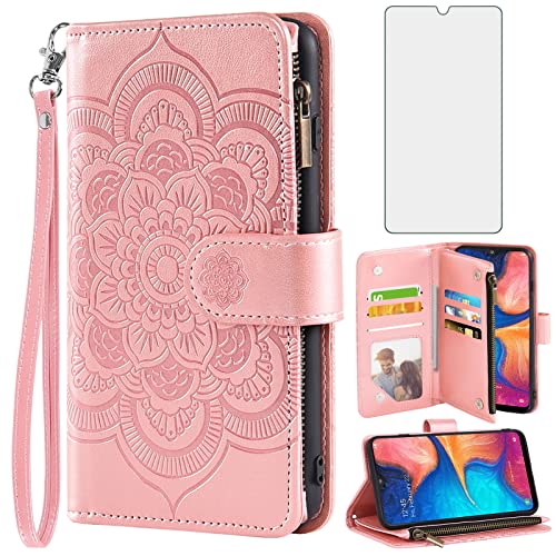 Protection Samsung Galaxy A20 avec porte-carte Asuwish et film écran en verre
