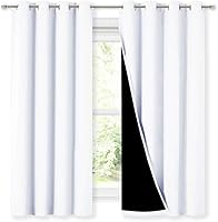 NICETOWN White 100% Blackout Curtains 52x63 - Thermal Insulated Noise Reducing 2 Panels for Bedroom Kitchen