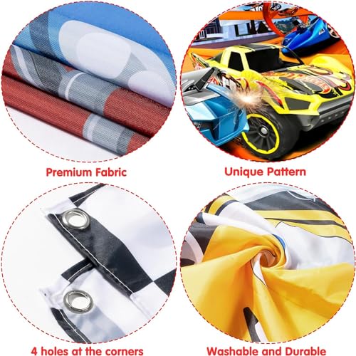 BAJCOHNG Hot Cars Birthday Banner Backdrop for Wheels Birthday PartyBackdrop,race car birthday party supplies，race car birthday party supplies,Birthday Party Background banner(5x3ft)