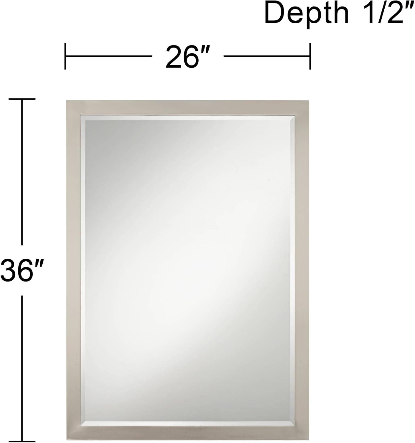Metzeo 26" Rectangular Brushed Nickel Wall Mirror