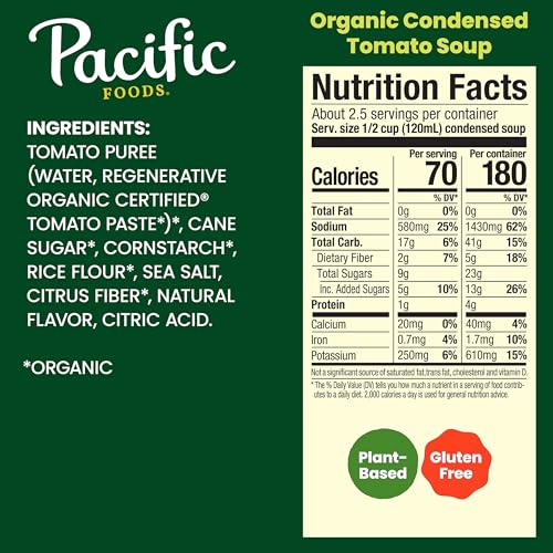 Image of Pacific Foods Organic Condensed Tomato Soup, 10.75 oz Can (12 Pack)
