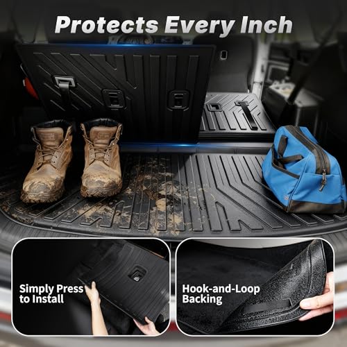 Image of OEDRO Floor Mats Set Fits for Chevy Tahoe /GMC Yukon(Not Fit Yukon XL) /Cadillac Escalade 2021-2026 w / 7-Seat, All Weather Trunk Mat with Backrest Mats fits Chevy Tahoe Yukon Car Liner Accessories