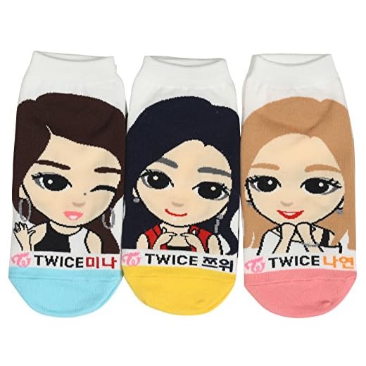 CUSTOMONACO Women's Kpop TWICE Cartoon Ankle Socks, 9-11 (3 Pairs Pack)
