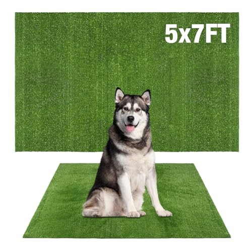 Image of GLOBREEN Extre Large Artificial Grass for Dogs Potty, 5FTX7FT Fake Grass for Puppy Potty Training, Turf Rug for Pets Kennel Playpen Patio Balcony Indoor Outdoor