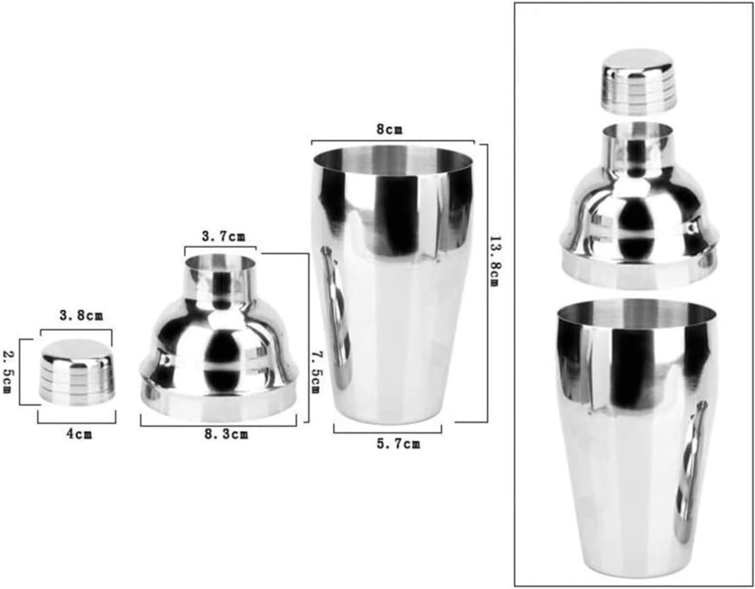 Set de Cóctel 7 Piezas de Acero Inoxidable con Soporte Expositor, Kit de Barman Completo 550ml para Home Bar y Fiestas | Set de Mixología Profesional para Principiantes y Expertos