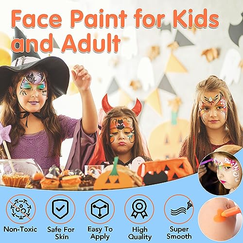 15PCS Glow in the Dark Body & Face Paint Stick,Makeup Face Paint Kit for Kids and Adults Halloween Club Black Light Birthday Party Masquerade Neon Glow Party Supplies - Image 4