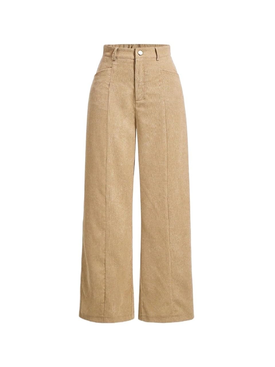 Womens Fall Solid Color Loose Fit Pocket Pants Trousers