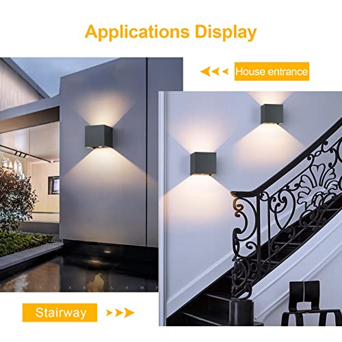 Klighten 12W Aussenlampe Außenwandleuchte mit Bewegungsmelder,2PCS Außenlampe mit bewegungsmelder Einstellbarer Lichtstrahl,Wandleuchte Außen/Innen Up Down für Garten/Flur/Weg,IP65,2700K,Anthrazit – Bild 5