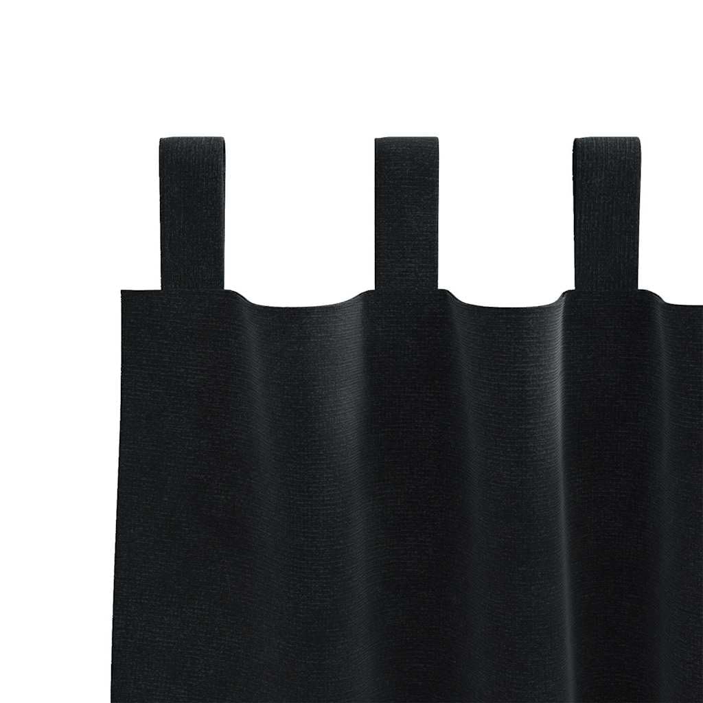 Verdunkelungsvorhänge 2 Stück Schwarz Samt 140 x 175 cm mit Stoffschlaufen für Wohnzimmer Schlafzimmer Kinderzimmer, Blickdicht, Kälteschutz, Lichtblockierend