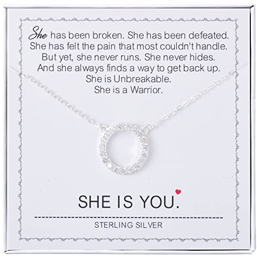 Necklace for Women Sterling Silver Circles Necklace Courage Strength Necklace Warriors Gifts Ideas