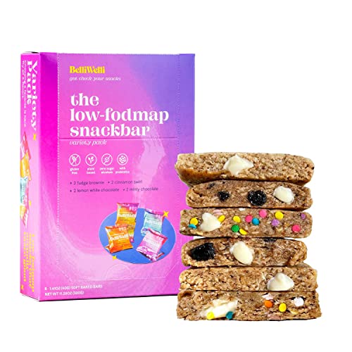 BelliWelli Vegan, Gluten-Free Snack Bar Variety (8-Pack) - Low FODMAP Certified, Dairy Free, 100% Gut Friendly & Contains Probiotics | Enjoy Guilt-Free Dessert for Breakfast!