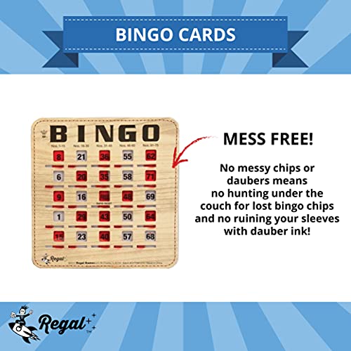 Regal Bingo Bulk Bingo Cards with Sliding Windows - Reusable Large Print Bingo Game Cards for Adults Large Group - 200 Pack, Woodgrain