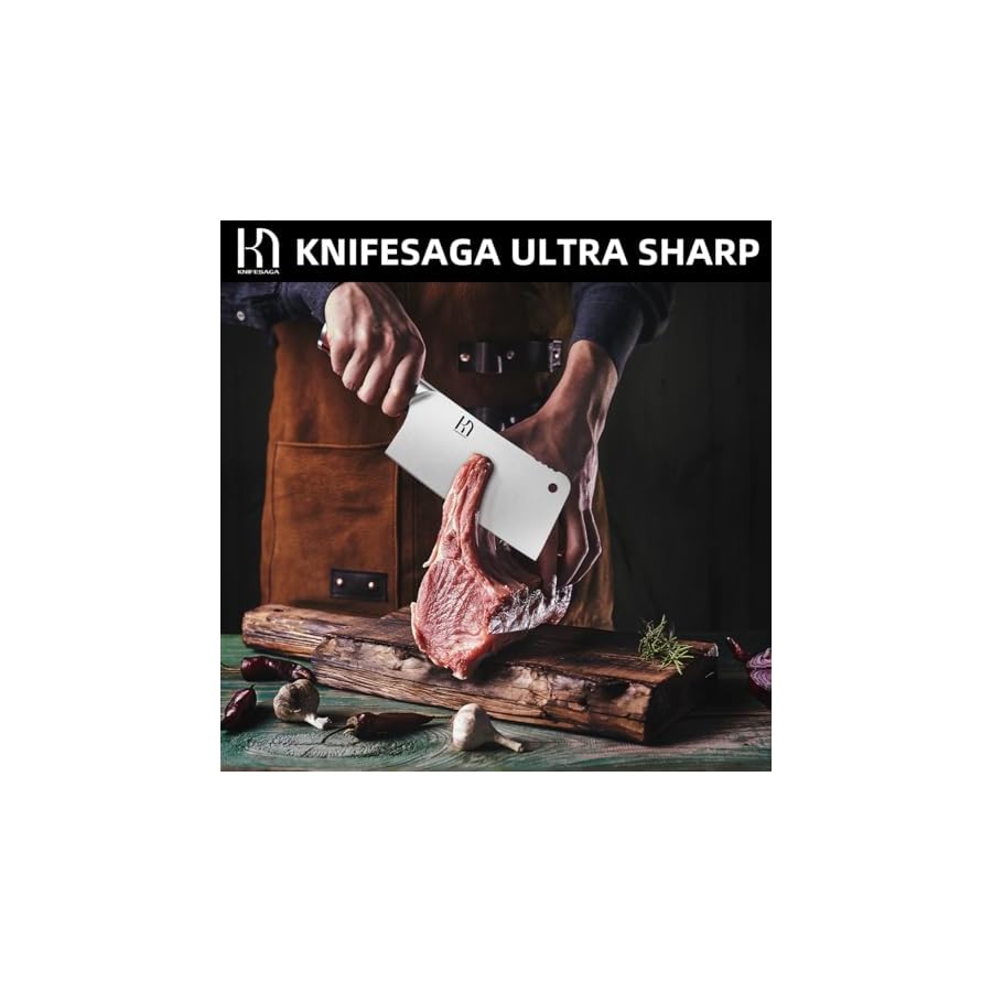 2024-Upgraded-Meat-Cleaver-Knife-Japanese-Pro-75-Inch-Sharp-Kitchen-Butcher-Knife-for-Meat-Cutting-and-Vegetable-Chopping-High-Carbon-Stainless-Steel-Big-Cleaver-Chef-Knife-Heavy-Duty KnifeSaga 2024 Upgraded Meat Cleaver Knife, Japanese Pro 7.5 Inch Sharp Kitchen Butcher Knife for Meat Cutting and Vegetable Chopping, High Carbon Stainless Steel Big Cleaver Chef Knife Heavy Duty