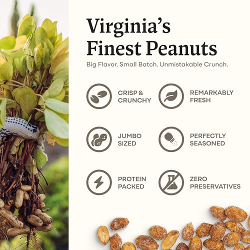 Image of Belmont Peanuts Gourmet Honey Roasted Virginia Peanuts, 25 oz (1 Pack) - Only 8 Simple Ingredients, No Preservatives, 6g Protein - A Premium, Sweet, Salty, Crunchy, Hand Seasoned Snack