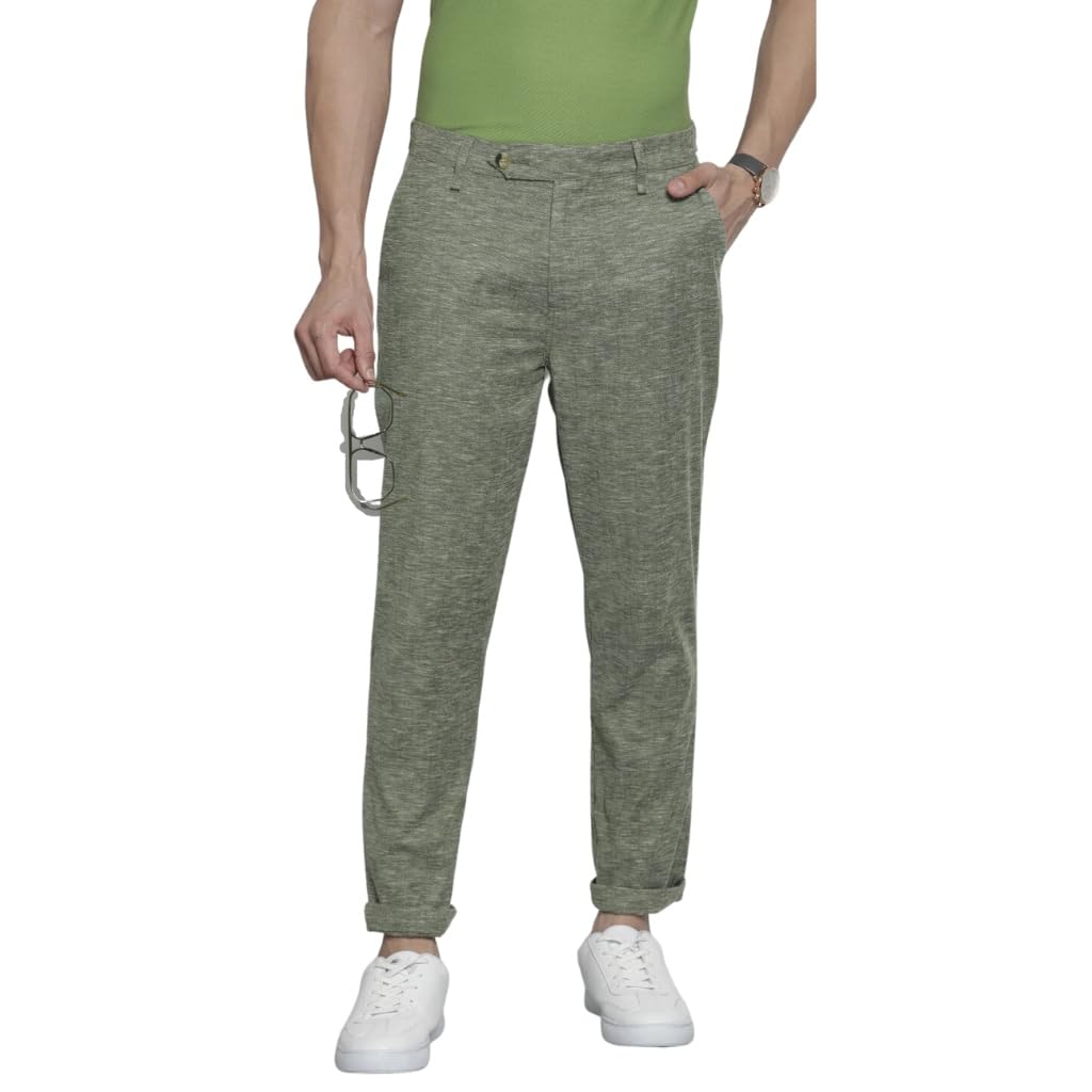 the indian garage co Men Slim Fit Solid Mid-Rise Trousers-picture-19