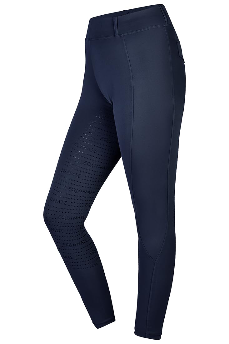Equinate Damen Reitleggings Myla - Bequeme Reithose mit Vollbesatz Grip Handytasche und Gürtelschlaufen - atmungsaktiv elastisch rutschfest