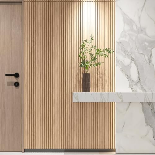 Image of Art3d 108 x 5.7 Inch Slat Solid Wood Wall Paneling for Interior Decor, Oak