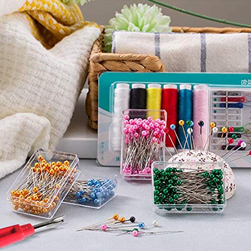 Sewing Pins – 800 PCS Peal Needles, Straight Quilting Pins for Dressmaking, Jewelry, Sewing Projects, with Sewing Seam Ripper and Soft Tape (Pearl Ball Heads Pins)