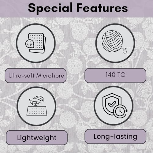 Image of MAFATLAL Plush 140 GSM Double Bed Sheet | Ultra-Comfort Microfiber | Queen 90x100 | Smooth, Soft & Long-Lasting | Lavender Grey
