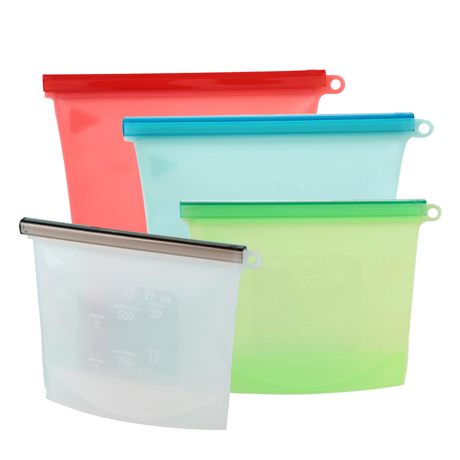 TROUSKAIG Lot De 4 Sacs De Congélation Réutilisables En Silicone Pour Sandwich, Collation, Pique-nique, Travail, Usage Domestique