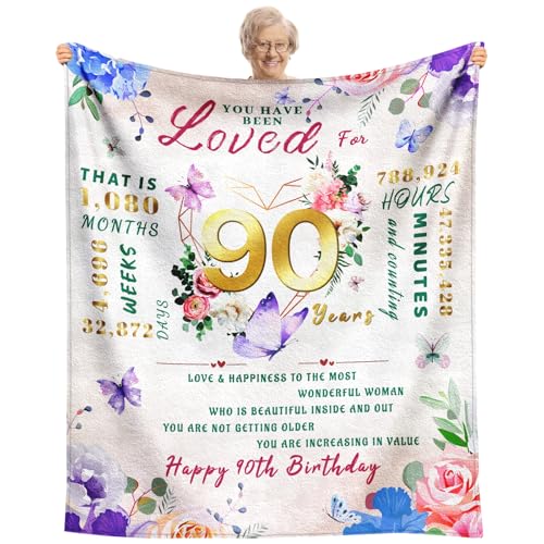 90th Birthday Gifts for Women, 90 Year Old Birthday Gifts for Women, Best Gift for 90 Year Old Woman Throw Blanket 50