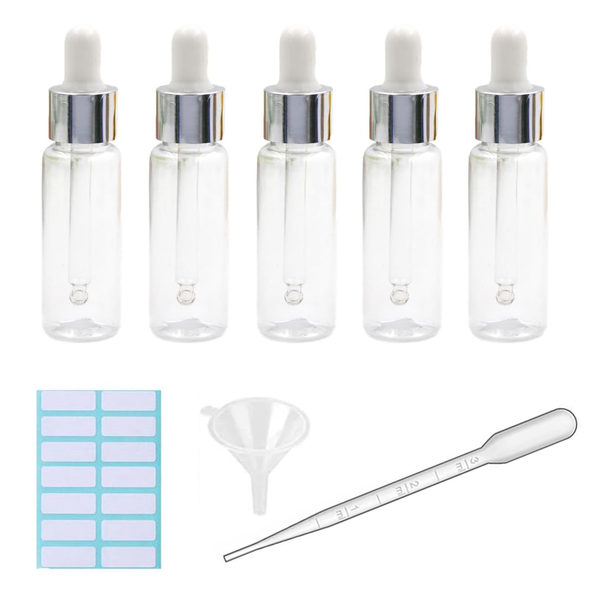 3 Bottiglie Vetro Ambrato Con Contagocce - Per Oli Essenziali, Cosmetici E Liquidi (10 Ml) - Foto 3