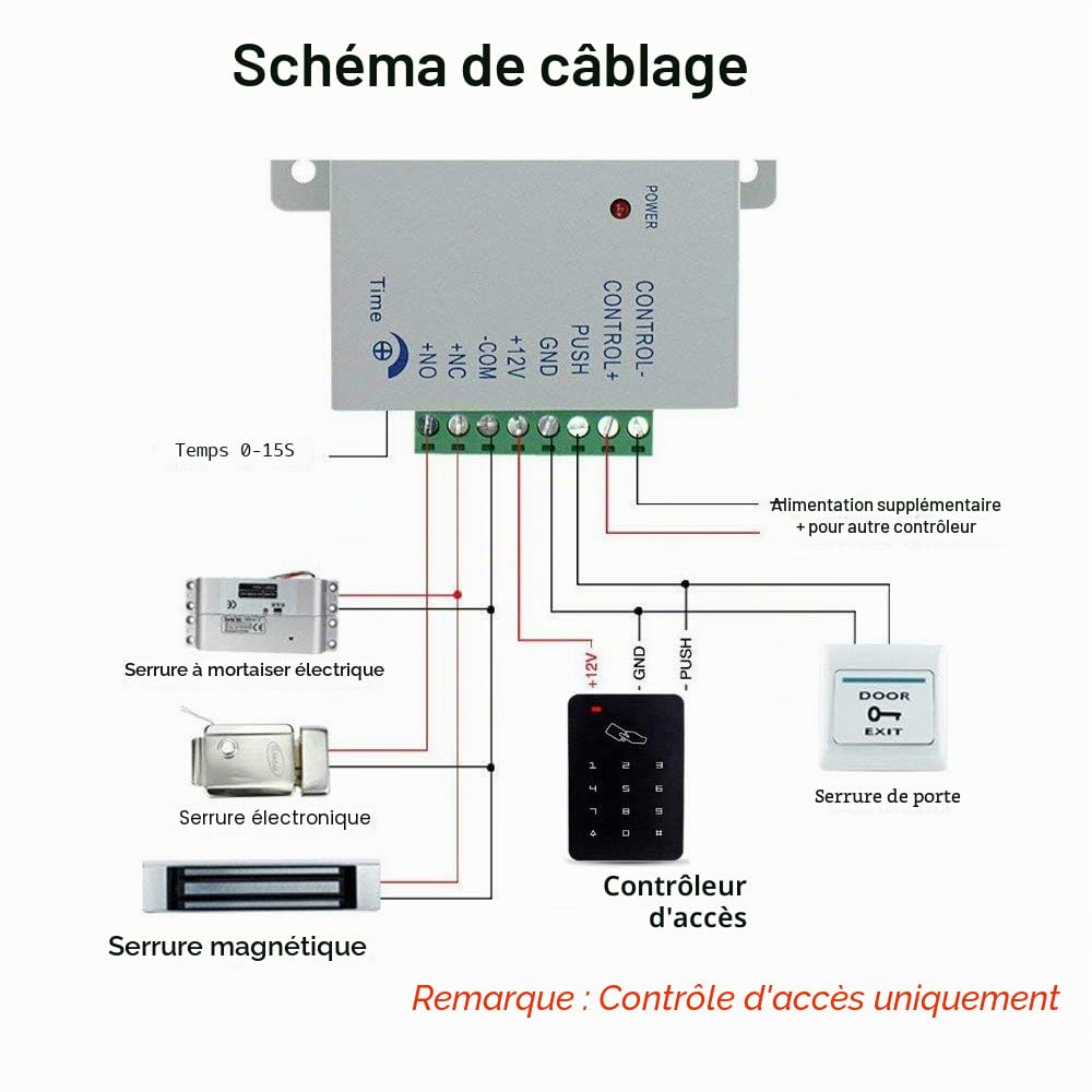 YAVIS Full Set RFID Porte Accès Contrôle Système Kit + 180kg Serrure Magnétique Electrique + DC 12V 3A Power Supply + Proximité Porte Entrée Pavé Numérique 10 Bouton EXIT Breloques Clé