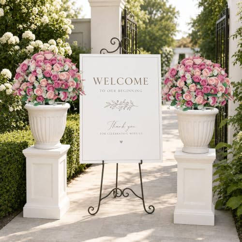 Aoutyers 24" Artificial Potted Flowers for Outdoors, Silk Rose Faux Plants - image 5
