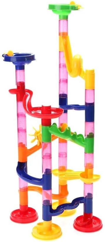 Trading Innovation Marble Run Race Set - 50 Pcs. Building Blocks for Kids, Marble Run Railway Toy with Glass Marbles | Ages 5 & Above | Toys and Games