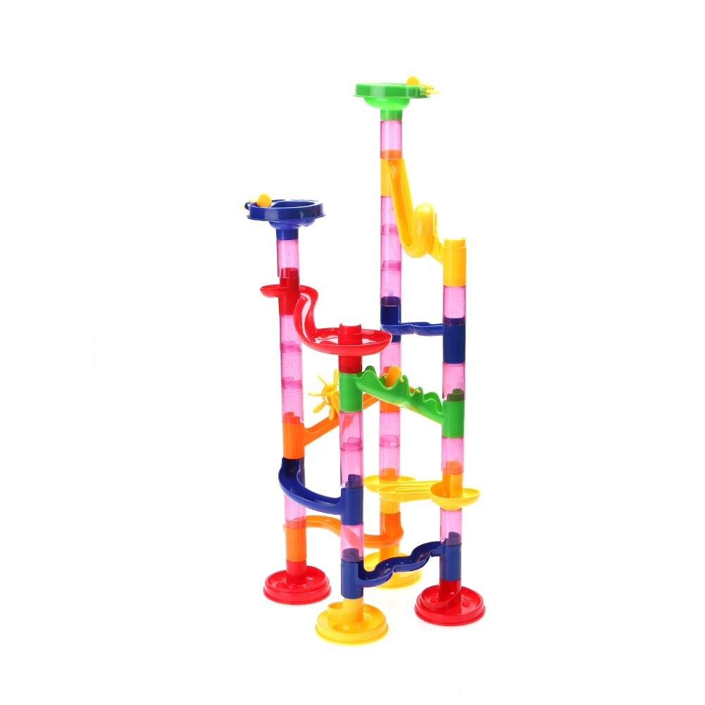 Trading Innovation Marble Run Race Set - 50 Pcs. Building Blocks for Kids, Marble Run Railway Toy with Glass Marbles | Ages 5 & Above | Toys and Games