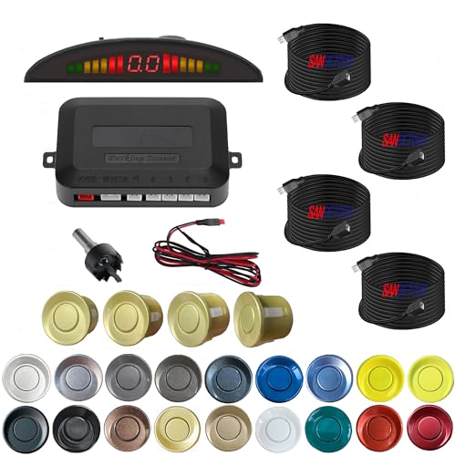 Image of Parking Sensor Kit Backup Sensor Kit Reverse Sensor for Pickup & Extended Vehicles - 4 x 2.3m Sensors + 4 x 4.5m Extension Cables, 24V Compatible (Voltage Reducer Sold Separately) Gold