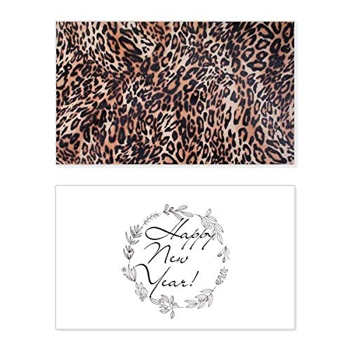 Tarjeta de felicitación Leopard Feather de Año Nuevo con elegante mensaje abstracto
